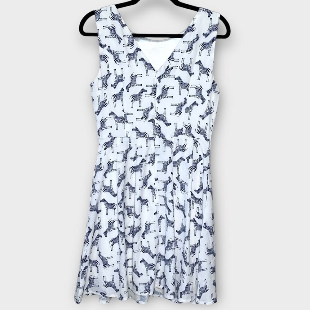 L.A. SOUL white & navy zebra novelty print sleeveless dress size small - Picture 2 of 7